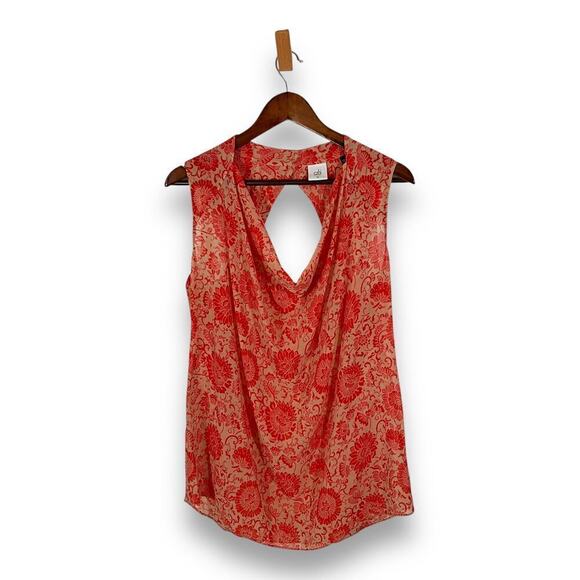 Cabi Vita Pink Floral Cowl Neck Sleeveless Blouse M Boho Romantic Top - Picture 3 of 11